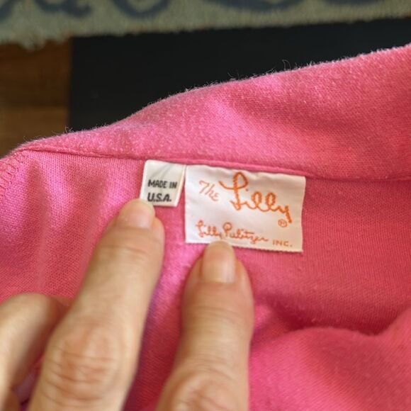 Vintage 80s “The Lilly” Lilly Pulitzer Pink Button Neck Short Sleeve Knit Shirt - Picture 7 of 7